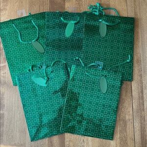 Set of Five Green Holographic Gift Bags